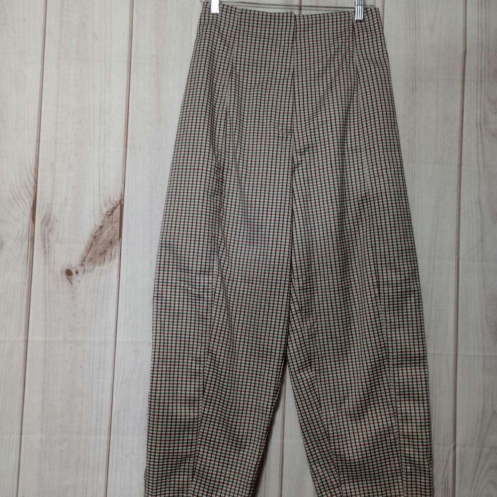 Urban Outfitters Wine Plaid High Waisted Straight Leg Trousers Pants Size 6 NEW